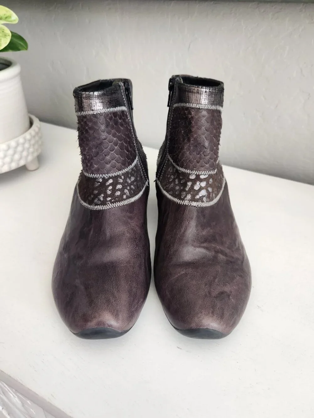 AIDA Brown Leather Patchwork Ankle Boot | 41 (US 9.5)